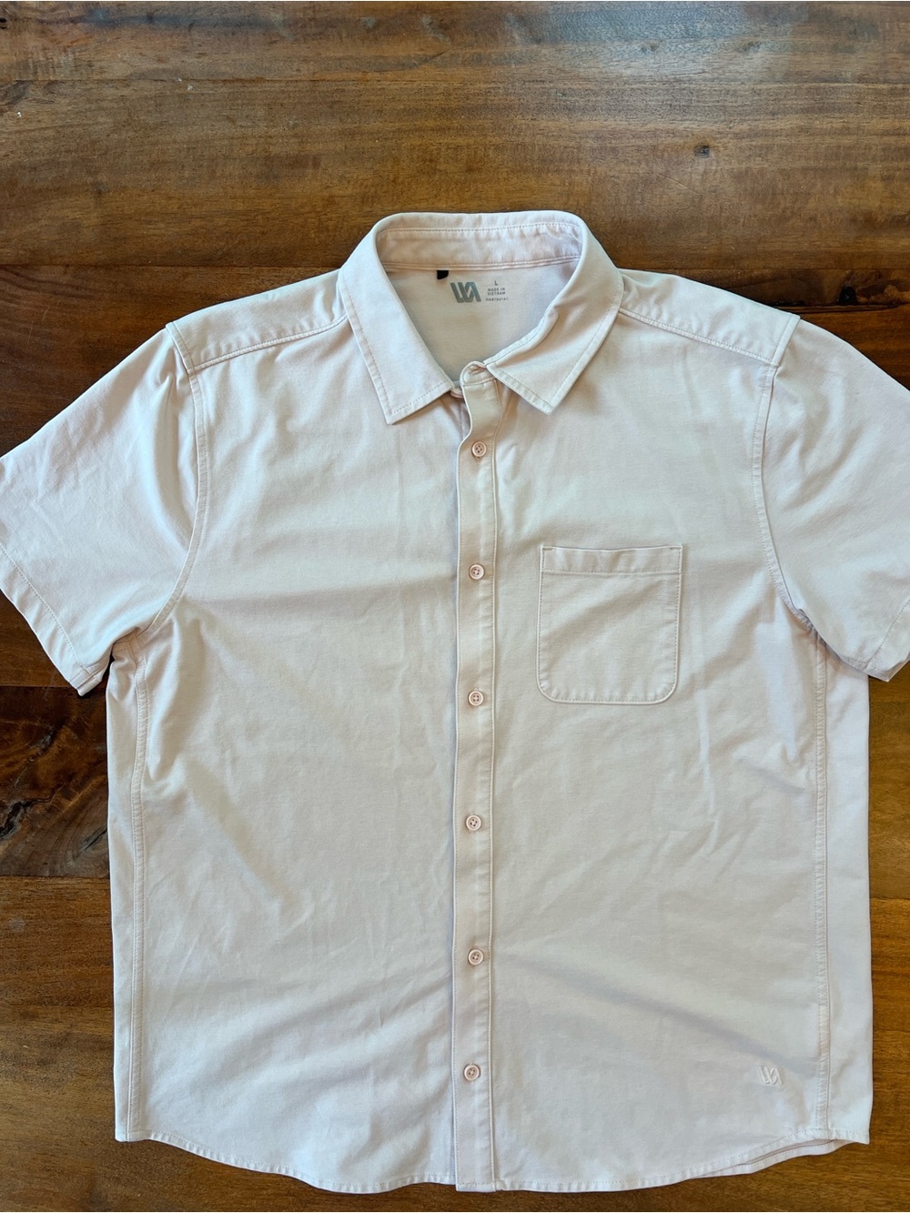 VRST Performance Short Sleeve Button-Up Mens Shirt Large Four-Way Stretch